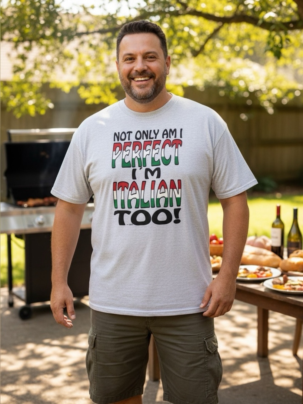 FRUIT OF THE LOOM:ITALIAN Funny Statement Short Sleeve Tee Shirt
